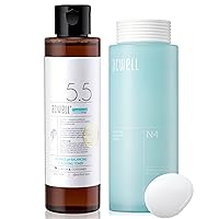 ACWELL Licorice pH Balancing Korean Toner for Cleansing & Real Aqua Balancing Hydrating and Soothing Face Lotion Bundle