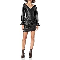 KENDALL + KYLIE Women's Plus Size Puff Sleeve Dress with Side Shirring