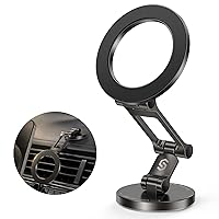 SYNCWIRE Fits MagSafe Car Mount for Car Dash&Tesla Screen, [All-Metal] Foldable Magnetic Phone Holder for Car, 360° Rotation Car Mount Strong Magnets Car Phone Holder Fits iPhone 15 14 13 12 Pro Max
