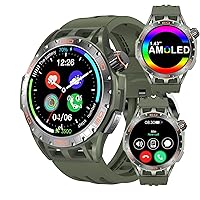 Military Smart Watch for Man: Rugged 1.43''AMOLED Screen Multifunction Smart Watch, Bluetooth Call, IPX8 Waterproof, AI Voice Assistant with for Sport Hiking Camping (Green)