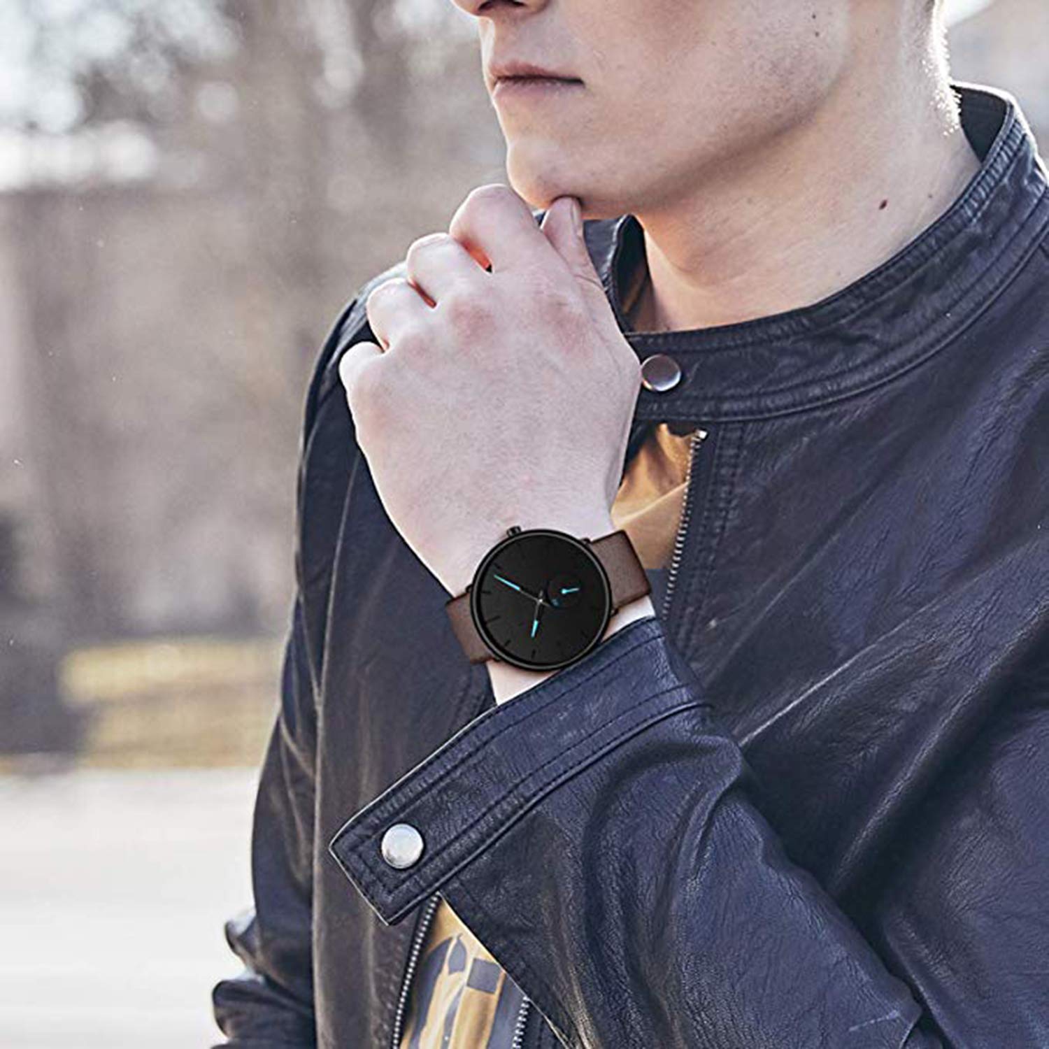 FIZILI Mens Watches Minimalist Ultra Thin Waterproof Fashion Dressy Wrist  Watch for Men Business Casual Luxury Quartz Analog Watch