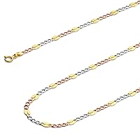 14K Solid Gold Stamped Figaro Chains (Select Options)