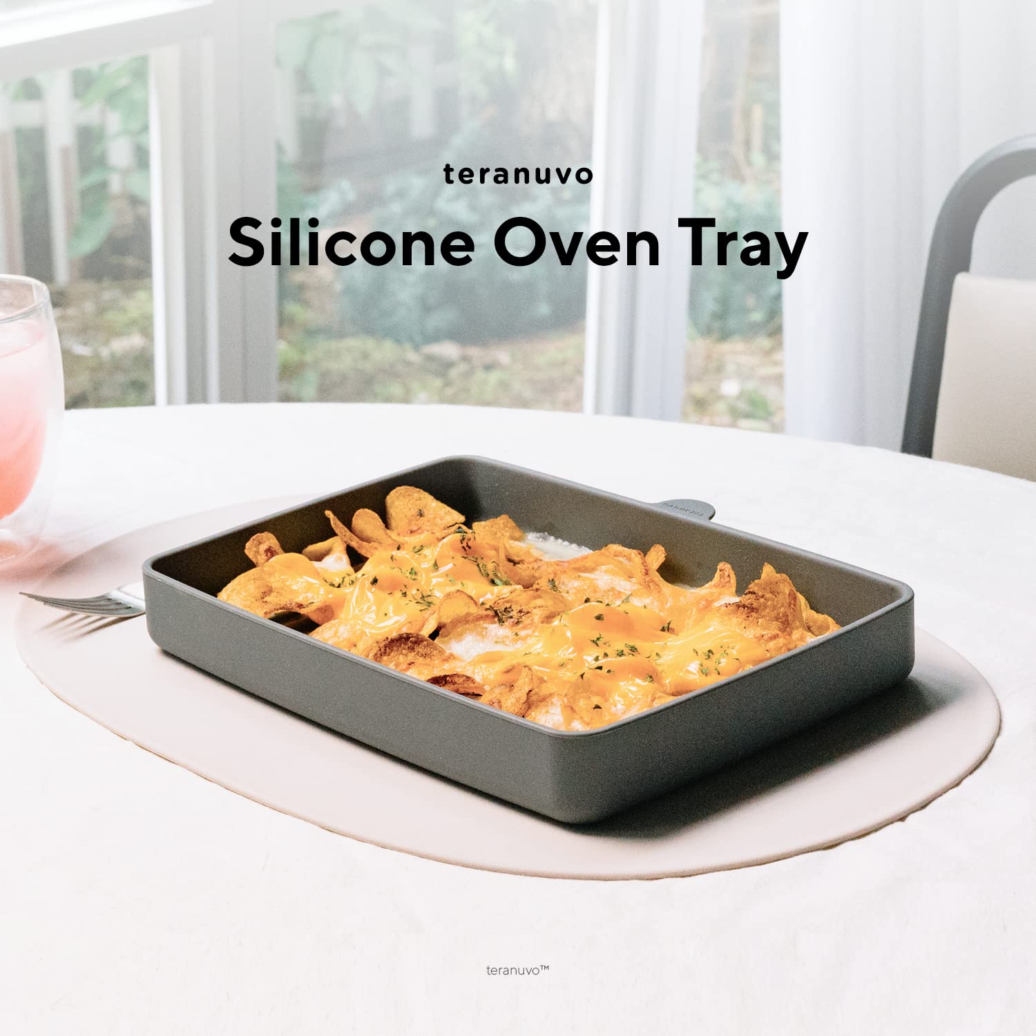 Teranuvo Silicone Oven Tray compatible with BALMUDA The Toaster Oven - safe to use, non toxic, durable, dishwasher safe, heat resistant, silicone liners for air flow and drain oil, non stick (Grey)