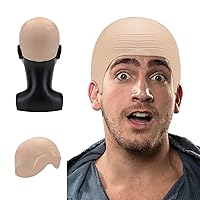 Thick Bald Skin Head Hairless Fake Skull Wig Cap Fancy Dress Costume Cosplay Hat For Men Ladies Halloween Party
