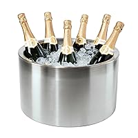 OGGI Jumbo Stainless Steel Double Wall Party Tub - Holds up to 12 bottles of wine or champagne. Size 16.5