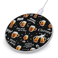 Beer Glasses Cups Portable Fast Charging Pad 10W Round Charger with USB Cable for Travel Work