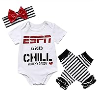 Baby Girls ESPN Chill My Daddy Mommy Bodysuit Socks Outfit Headband