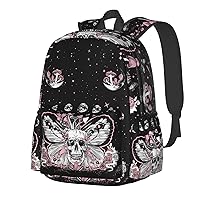 Hippie Mushroom Skull Waterproof Backpack Adjustable Shoulder Straps Bag Large Capacity Casual Daypack Bookbag For Travel Work