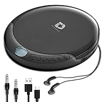 CD Player Portable with 60 Second Anti Skip, Stereo Earbuds, Includes Aux in Cable and AC USB Power Cable for use at Home or in Car
