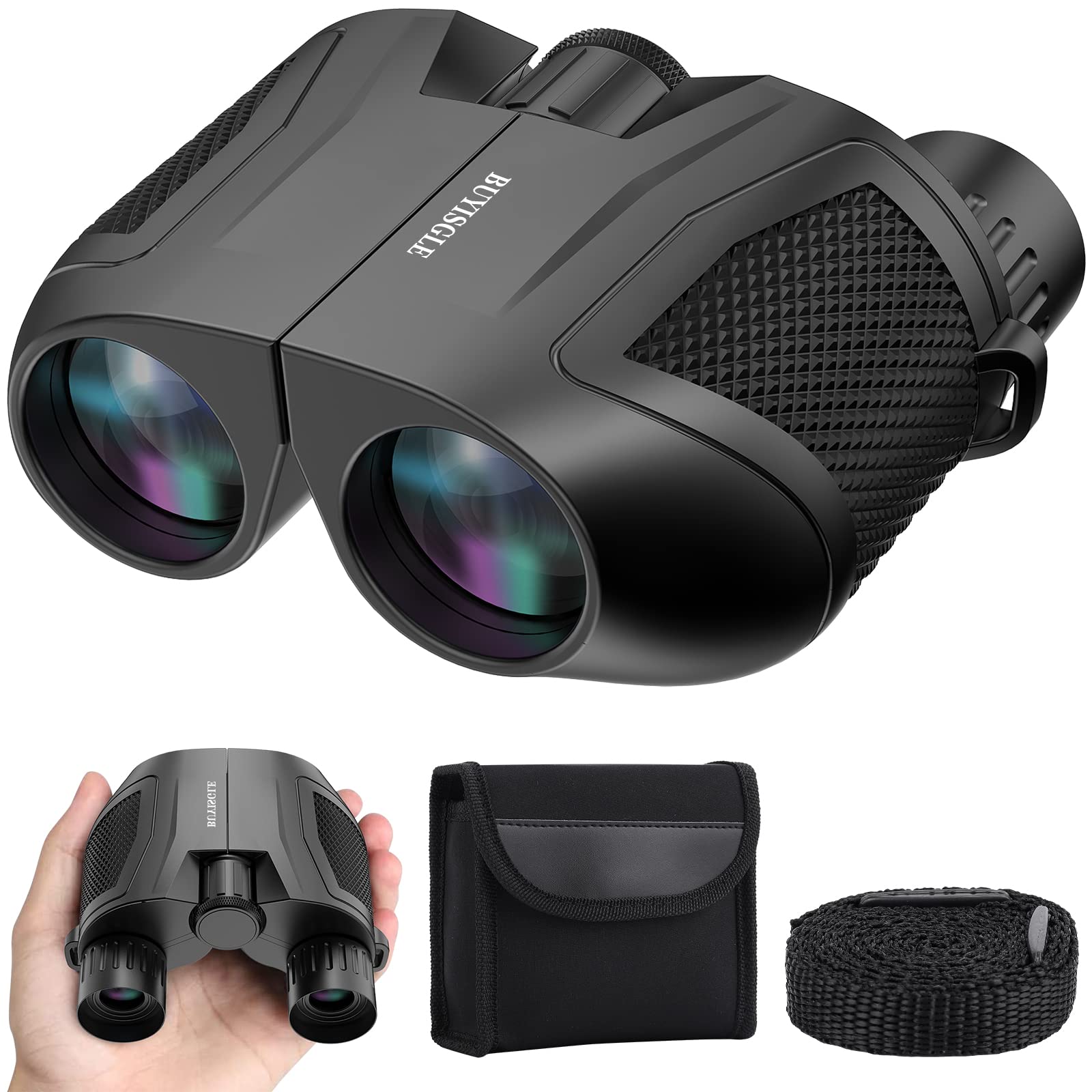 Buyisgle Compact Binoculars for Adults and Kids,15×25 High Power Binoculars for Bird Watching,Easy Focus Large Eyepiece Small Binoculars for Outdoor Hunting,Travel,Sightseeing and Concerts