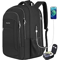 Extra Large Backpack for Men, Travel Laptop Backpack 17.3 Inch Anti Theft Water Resistant Business Backpack Carry On Backpack with USB Charging Port, TSA Big Backpack Durable Daypack Laptop Bag,Black