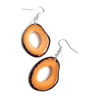 Earrings in Tangerine Orange, Vegetable Ivory Dangle Earrings Tag197