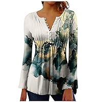 Women's Summer Top Sleeves Button Collar Long Holiday Basics Tunic Slim Tops Ethnic T-Shirts Tops 2023