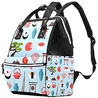 Japanese Culture Elements Diaper Bag Backpack Baby Nappy Changing Bags Multi Function Large Capacity Travel Bag