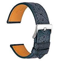 WOCCI Chevre Leather Watch Bands for Large Wrist, French Goat Leather, Brushed Buckle, Strap Width 20mm 22mm