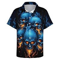 Men's Button Down Shirt with Skull Cool Graphic Casual Hawaiian Beach Shirts