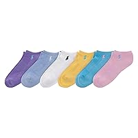 Polo Ralph Lauren womens Performance Cotton Low Cut Socks - 6 Pair Pack - Breathable Mesh & Sport Cushioning