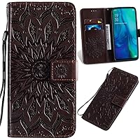 XYX Wallet Case for Samsung J2 Core, Embossed Sunflower PU Leather Phone Protective Cover for Galaxy J2 Core/J2 Dash/J2 Pure/J2 2019 (Brown)