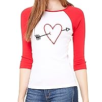 Woman's Valentine's Day Raglan Shirt, Woman's Raglan Shirts, Valentines Shirts - Heart Arrow