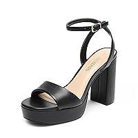 DREAM PAIRS Platform High Heels for Women Chunky Round Open Toe Ankle Strap Stylish Heeled Sandals for Party Prom Wedding