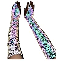 LZLRUN Rainbow Reflective Holographic Glowing Compression Sleeves for Women - 1Pair