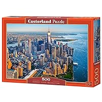 CASTORLAND 500 Piece Jigsaw Puzzle, Sunset Over Manhattan, New York, NYC, Cityscape Puzzle, USA, Adult Puzzle, Castorland B-53674