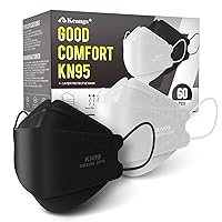 KN95 Face Masks 60 Pack, Breathable Protective Disposable Mask For for Adults And Teens, Black/White