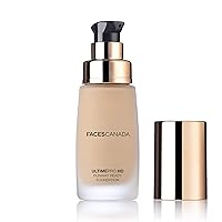 Faces Canada HD Runway Ready Foundation, Red Orange Extract & Gold particles, High Coverage, Oil-Free, Flawless Radiance, Vegan & Cruelty Free, Paraben Free, Beige 03 (Beige), 1.01 Fl Oz