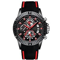 rorios Luxury Men's Silicone Strap Wristwatches Stainless Steel Calendar Luminous Stopwatch Multifunctional Silicone Strap Watch
