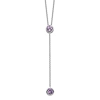 Sterling Silver Rhodium-plated Amethyst w/ 2in ext. Y-Necklace