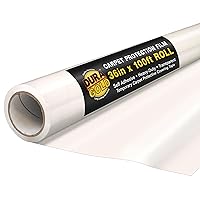 Dura-Gold Carpet Protection Film, 36-inch x 100' Roll - Clear Self Adhesive Temporary Carpet Protective Covering Tape - Protect Against Foot Traffic, Paint Spills, Dust, Construction Debris, Moving