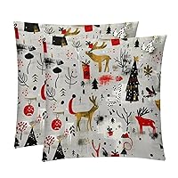 Throw Pillow Cover, Couch Pillow Covers, Pack of 2 Throw Pillow Case, Christmas Cartoon Elk Snowman, Throw Pillow Covers for Couch, Pillow Covers