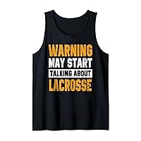 Warning May Start Talking About Lacrosse Funny Coach Gift Tank Top