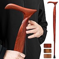 Wooden Walking Cane for Men and Women -Natural Solid Wood, 3 Rubber Tips, Heavy Duty, with Travel Bag- Wooden Walking Stick, Ergonomic Canes for Seniors Unisex Walking Canes