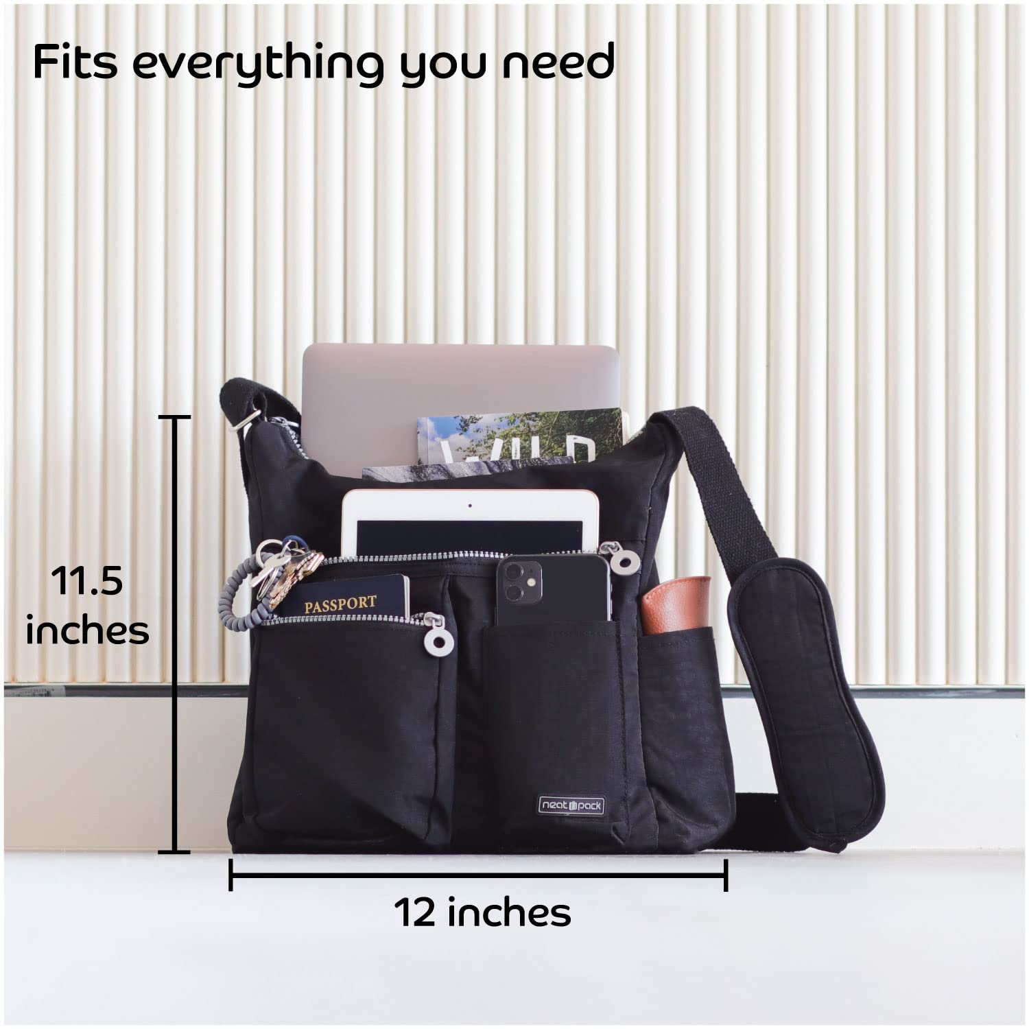NeatPack Crossbody Bags for Women with Bottle Holder, Anti Theft RFID Pocket and Multiple Compartments, Travel Purses