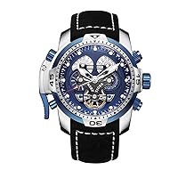 REEF TIGER Military Watches for Men Stainless Steel Blue Dial Watch Sport Automatic Watches RGA3503