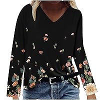 Juniors V Neck Top Blouses for Women Loose Fit Long Fall Summer Shirt 2024 Trendy Y2K