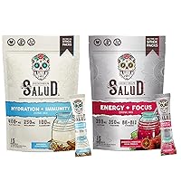 Salud 2-Pack | 2-in-1 Hydration + Immunity (Horchata) & Energy + Focus (Hibiscus) – 15 Servings Each, Agua Fresca Drink Mix, Non-GMO, Gluten Free, Vegan, Low Calorie, 1g of Sugar