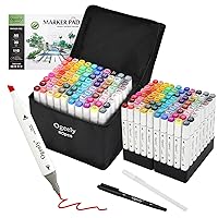 ATOPSTAR 80 Colors Alcohol Markers Artist Drawing Art for Kids Dual Tip  Adult Coloring Painting Supplies Perfect Boys Girls Students Adult(80 Black  Shell)
