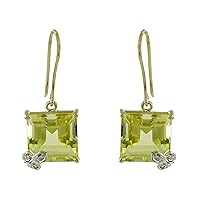 Lemon Quartz Fancy Shape Gemstone Jewelry 10K, 14K, 18K Yellow Gold Drop Dangle Earrings For Women/Girls