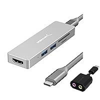 Sabrent 5 in 1 USB C Multi-Port HUB + USB Type-C External Stereo Sound Adapter