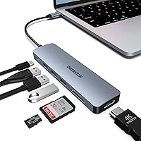 USB C HUB 4K HDMI, OBERSTER 7 in 1 Multiport USB C Adapter with 4K HDMI, 3 USB 3.0, 100W PD, SD/TF Compatible for MacBook, Surface Pro/Go, Pad Pro/Air, Laptop and More Type C Devices