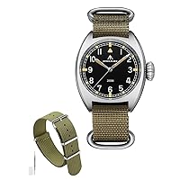 STEELFLIER 36MM Sapphire Crystal VH31 Quartz Pilot Watches, with Nylon Watch Band 20mm Green