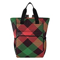 Christmas Buffalo Plaid Diaper Bag Backpack for Mom Dad Large Capacity Baby Changing Totes with Three Pockets Multifunction Travel Diaper Bag for Playing Travelling