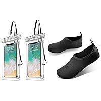 ProCase Universal Waterproof Phone Pouch Bundle with Water Shoes for Women Men Kids