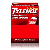 Tylenol Extra Strength Caplets with Acetaminophen, Pain Reliever & Fever Reducer, 2-pack of 50 ct