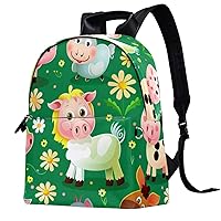Travel Backpack for Men,Backpack for Women,Farm Cartoon Animal Grass,Backpack