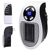 Alpha Heater Small Plug In Heater | Portable Electric Space Heater Indoor with LED Display | Energy Efficient 500W Wall Outlet Heater | Adjustable Thermostat, Timer, Safe, Quick Heating