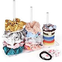 3-Tiers Scrunchie Holder Stand, Acrylic Hair Ties Organizer, Clear Hair Bands Tower, Hair Elastics Storage Organizer, Hair Accessories Organizer, Scrunchie Display Holder for Women and Girls