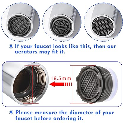 Faucet Aerator M18.5, WeeVeni 6PCS Aerator Replacement for Sink Faucet Flow Restrictor, Kitchen Cache Aerators Bathroom Sink Aerator with Key Removal Wrench Tool (18.5 MM)